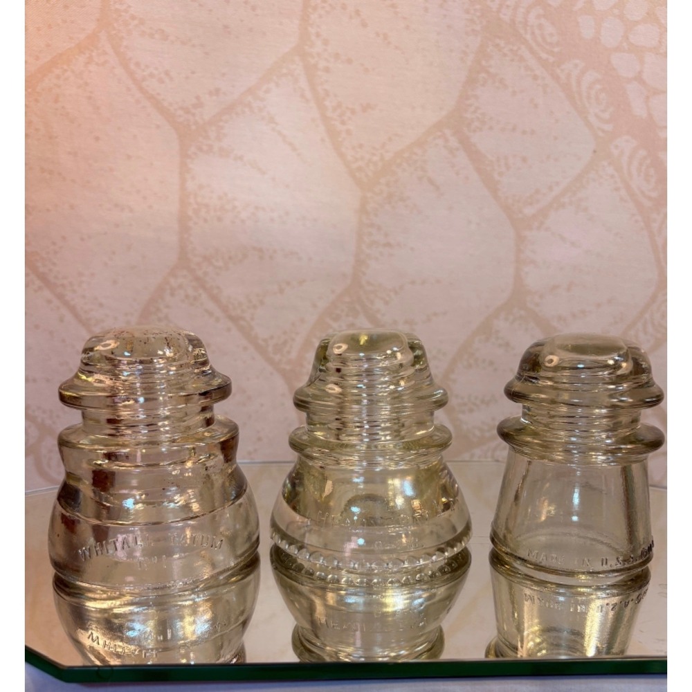 Vintage Glass Electrical Insulator‎ Whitehall Tatum Made in USA Set of 3